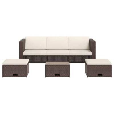 4 Piece Garden Lounge Set with Cushions Poly Rattan Brown Payday Deals