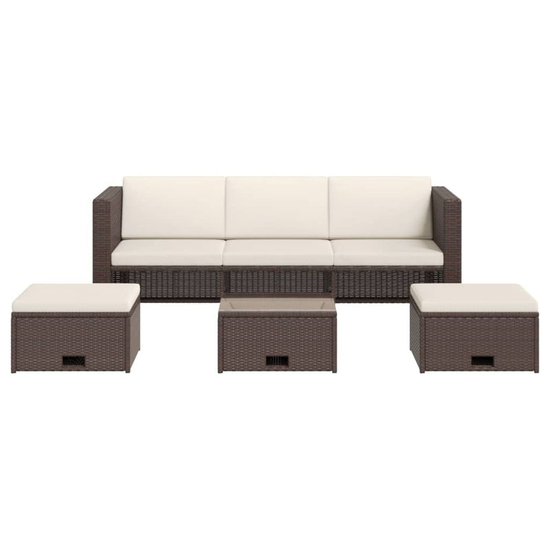 4 Piece Garden Lounge Set with Cushions Poly Rattan Brown Payday Deals