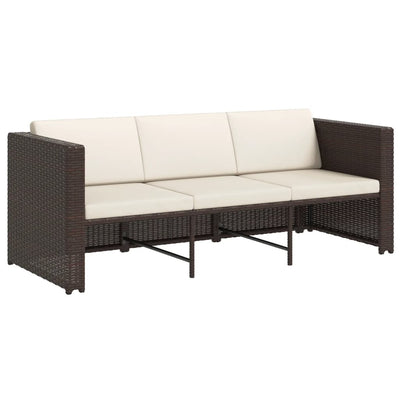 4 Piece Garden Lounge Set with Cushions Poly Rattan Brown Payday Deals