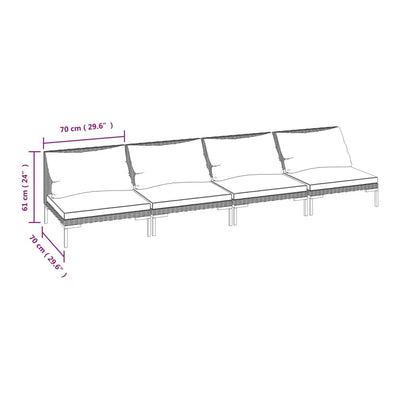 4 Piece Garden Lounge Set with Cushions Poly Rattan Dark Grey Payday Deals