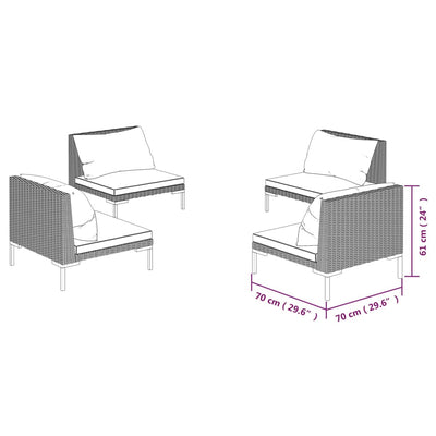 4 Piece Garden Lounge Set with Cushions Poly Rattan Dark Grey Payday Deals