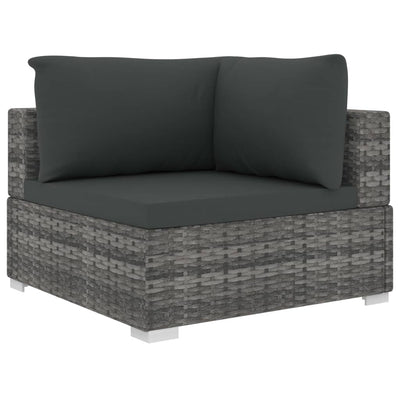 4 Piece Garden Lounge Set with Cushions Poly Rattan Grey Payday Deals
