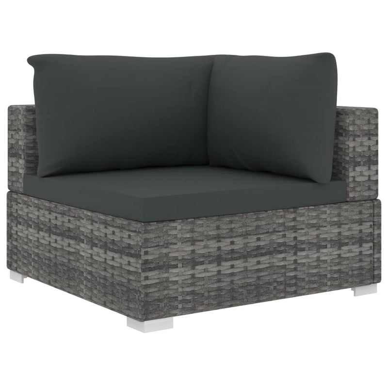 4 Piece Garden Lounge Set with Cushions Poly Rattan Grey Payday Deals