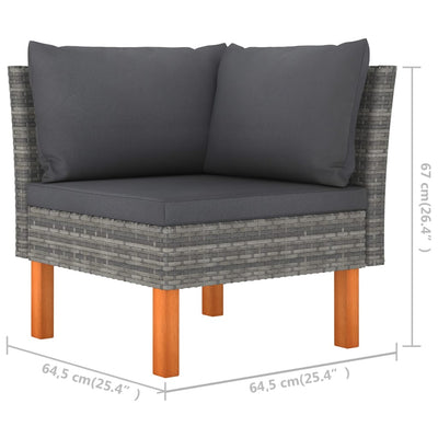 4 Piece Garden Lounge Set with Cushions Poly Rattan Grey Payday Deals