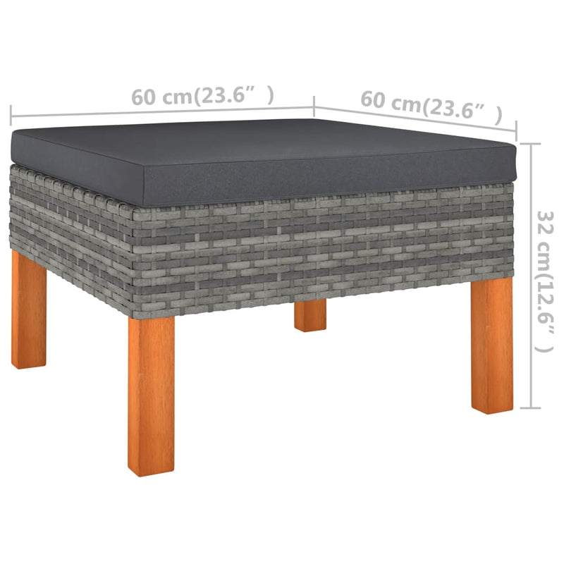 4 Piece Garden Lounge Set with Cushions Poly Rattan Grey Payday Deals