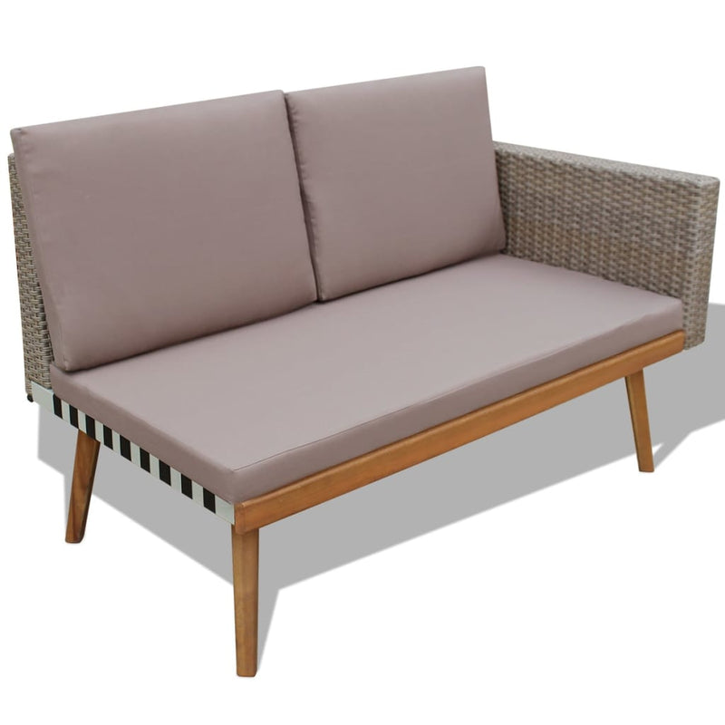 4 Piece Garden Lounge Set with Cushions Poly Rattan Grey Payday Deals