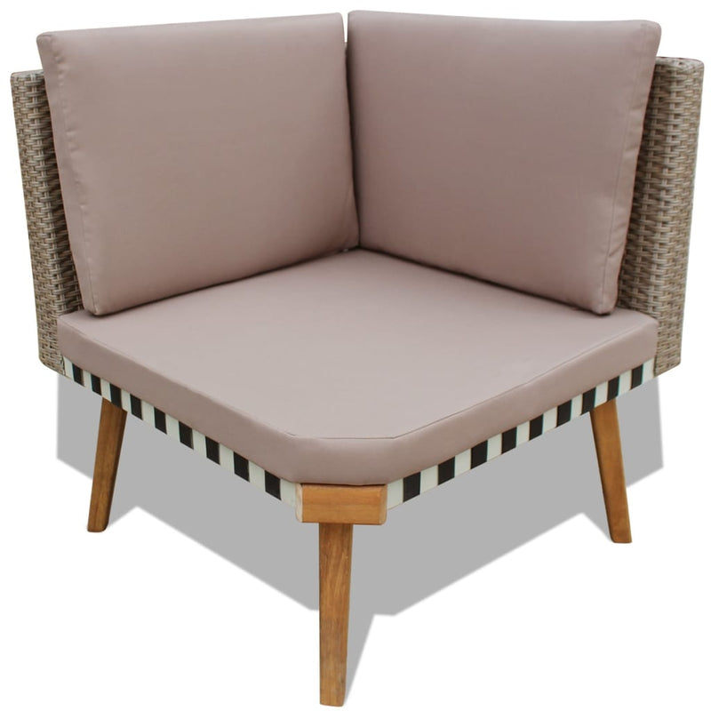 4 Piece Garden Lounge Set with Cushions Poly Rattan Grey Payday Deals