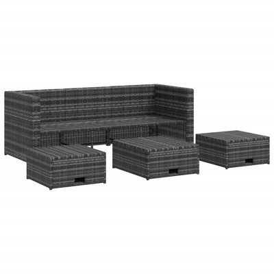 4 Piece Garden Lounge Set with Cushions Poly Rattan Grey Payday Deals