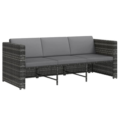 4 Piece Garden Lounge Set with Cushions Poly Rattan Grey Payday Deals