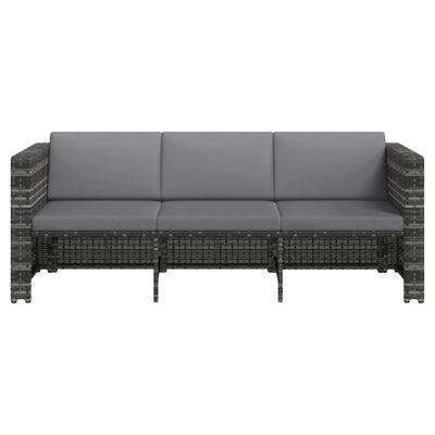 4 Piece Garden Lounge Set with Cushions Poly Rattan Grey Payday Deals