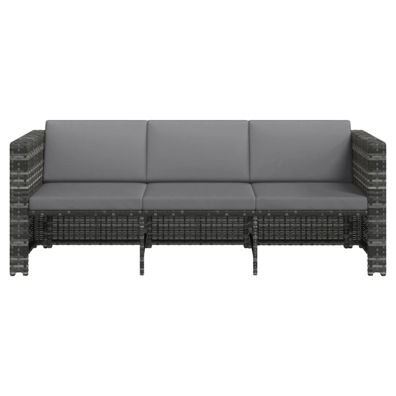 4 Piece Garden Lounge Set with Cushions Poly Rattan Grey Payday Deals