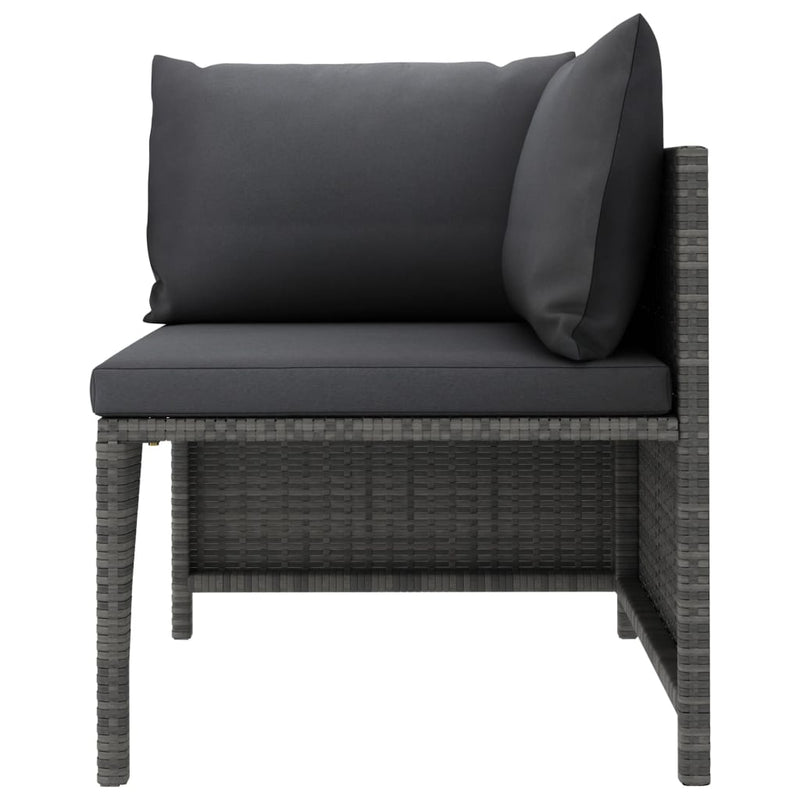 4 Piece Garden Lounge Set with Cushions Poly Rattan Grey Payday Deals
