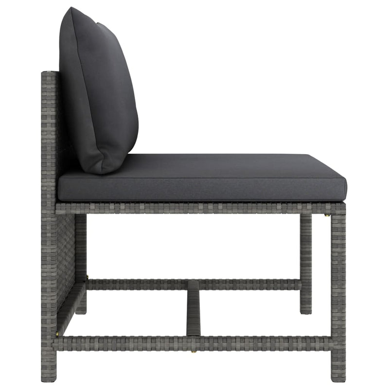 4 Piece Garden Lounge Set with Cushions Poly Rattan Grey Payday Deals