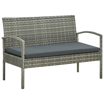 4 Piece Garden Lounge Set with Cushions Poly Rattan Grey Payday Deals