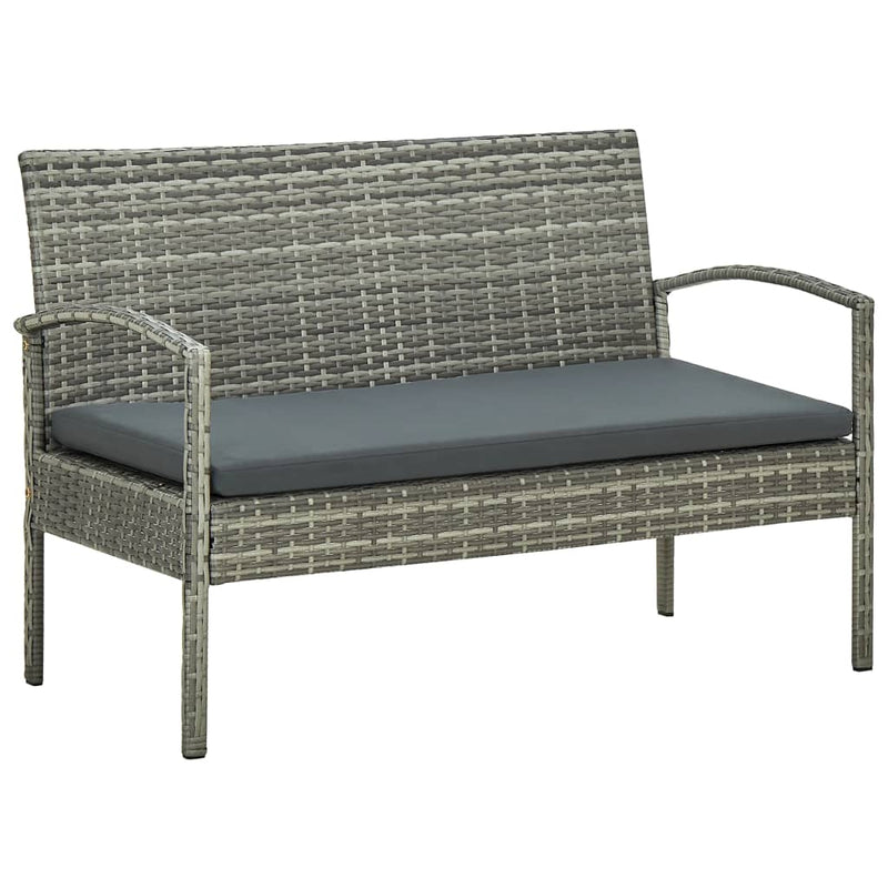 4 Piece Garden Lounge Set with Cushions Poly Rattan Grey Payday Deals