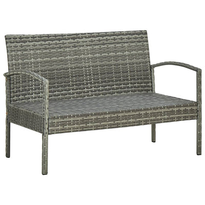 4 Piece Garden Lounge Set with Cushions Poly Rattan Grey Payday Deals