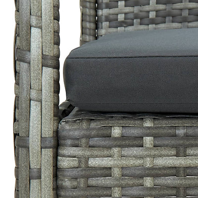 4 Piece Garden Lounge Set with Cushions Poly Rattan Grey Payday Deals