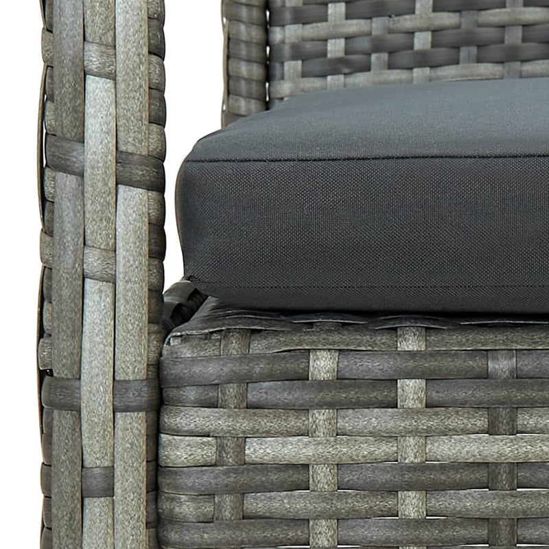 4 Piece Garden Lounge Set with Cushions Poly Rattan Grey Payday Deals