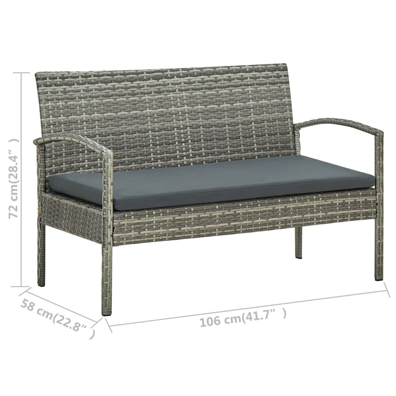 4 Piece Garden Lounge Set with Cushions Poly Rattan Grey Payday Deals