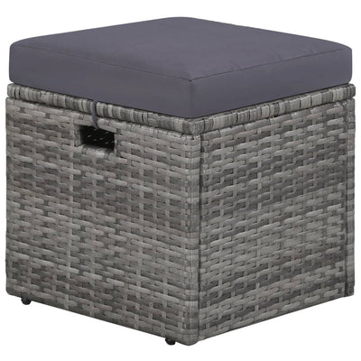 4 Piece Garden Lounge Set with Cushions Poly Rattan Grey Payday Deals