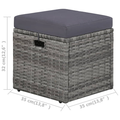 4 Piece Garden Lounge Set with Cushions Poly Rattan Grey Payday Deals