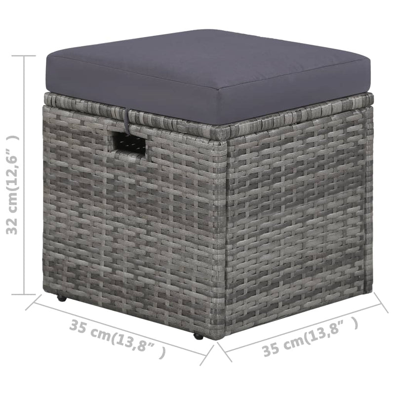 4 Piece Garden Lounge Set with Cushions Poly Rattan Grey Payday Deals