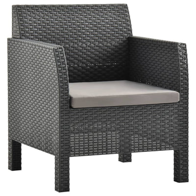 4 Piece Garden Lounge Set with Cushions PP Rattan Anthracite Payday Deals