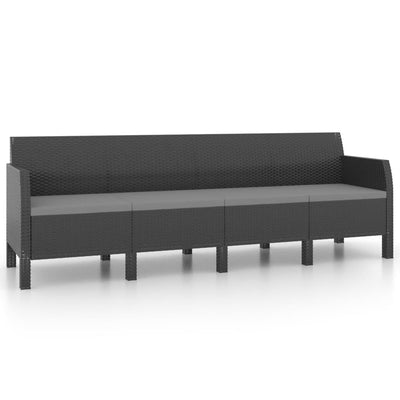 4 Piece Garden Lounge Set with Cushions PP Rattan Anthracite Payday Deals