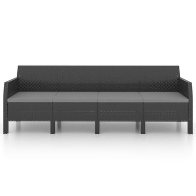 4 Piece Garden Lounge Set with Cushions PP Rattan Anthracite Payday Deals