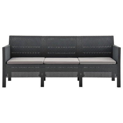 4 Piece Garden Lounge Set with Cushions PP Rattan Anthracite Payday Deals