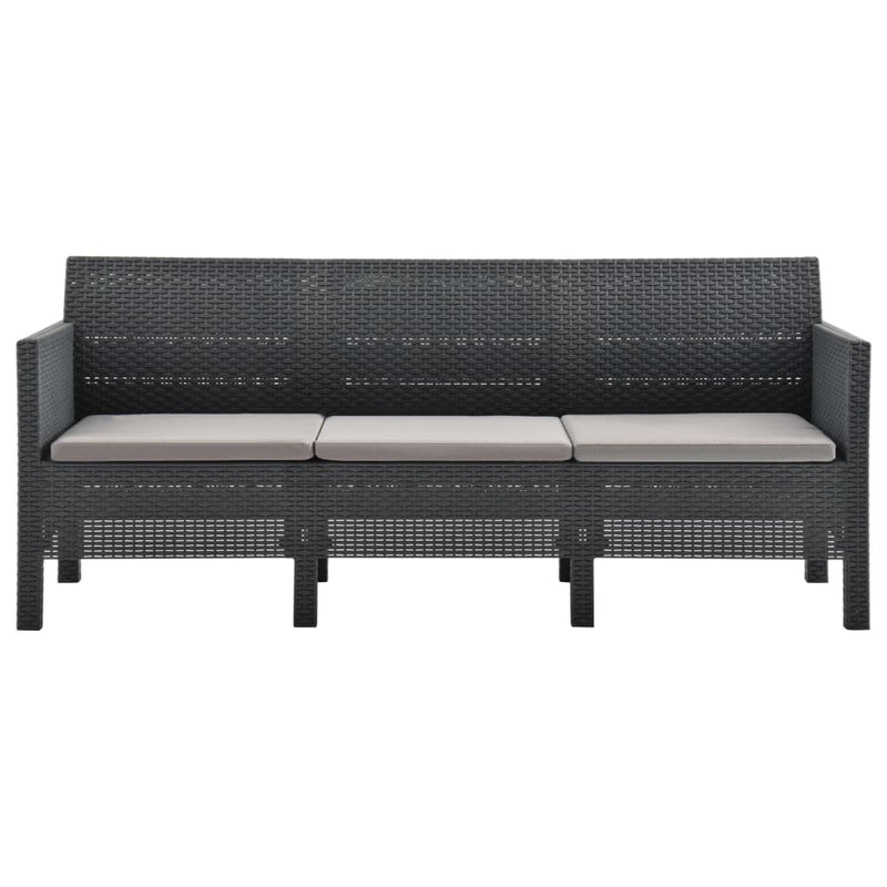 4 Piece Garden Lounge Set with Cushions PP Rattan Anthracite Payday Deals