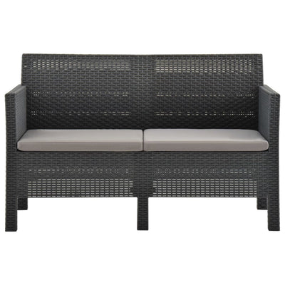 4 Piece Garden Lounge Set with Cushions PP Rattan Anthracite Payday Deals