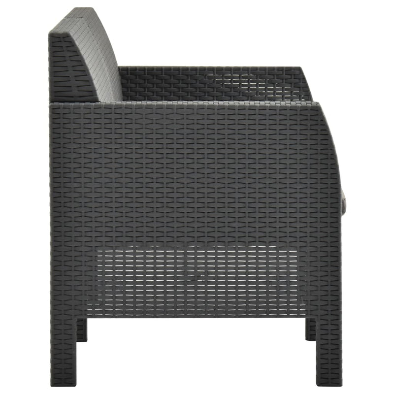 4 Piece Garden Lounge Set with Cushions PP Rattan Anthracite Payday Deals