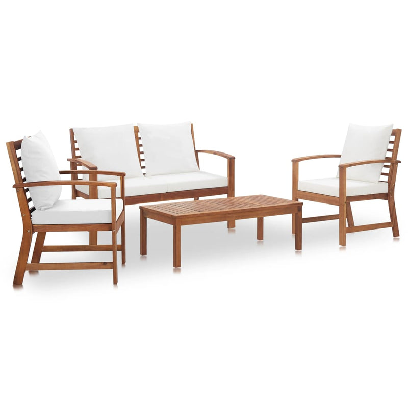 4 Piece Garden Lounge Set with Cushions Solid Acacia Wood Payday Deals