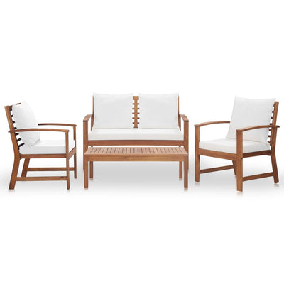 4 Piece Garden Lounge Set with Cushions Solid Acacia Wood Payday Deals