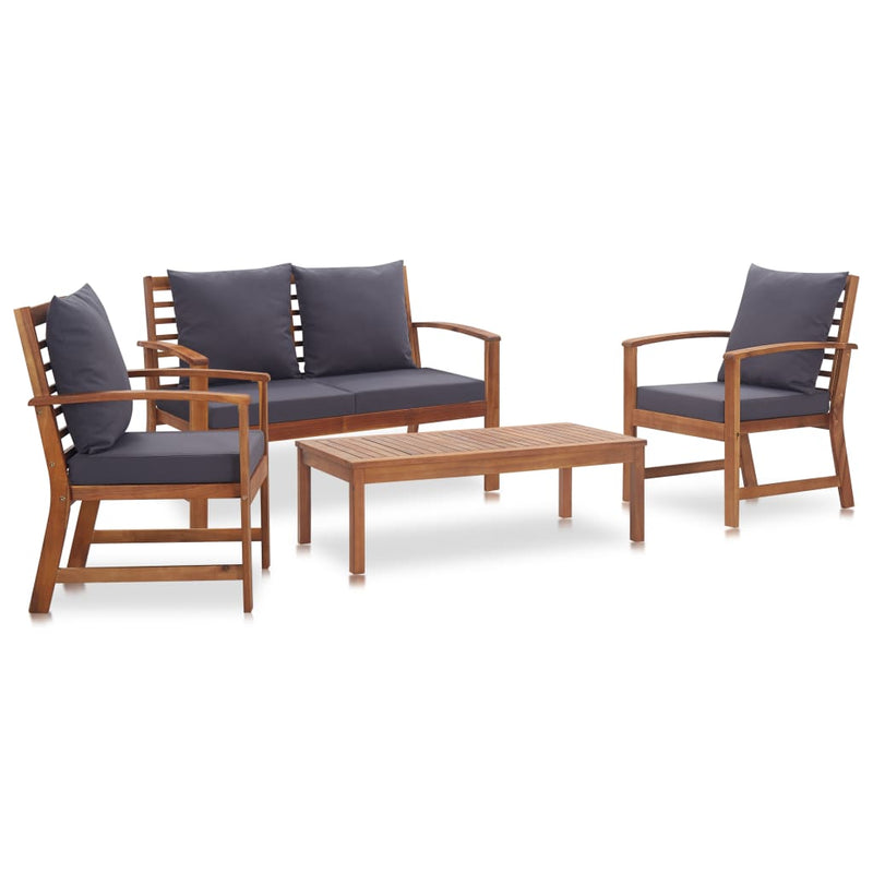 4 Piece Garden Lounge Set with Cushions Solid Acacia Wood Payday Deals