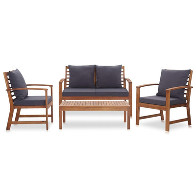 4 Piece Garden Lounge Set with Cushions Solid Acacia Wood Payday Deals