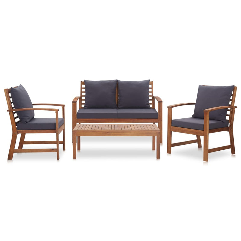 4 Piece Garden Lounge Set with Cushions Solid Acacia Wood Payday Deals