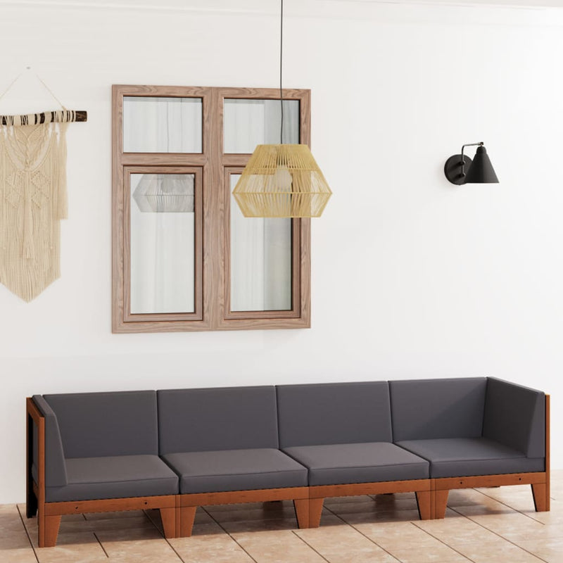 4 Piece Garden Lounge Set with Cushions Solid Acacia Wood Payday Deals