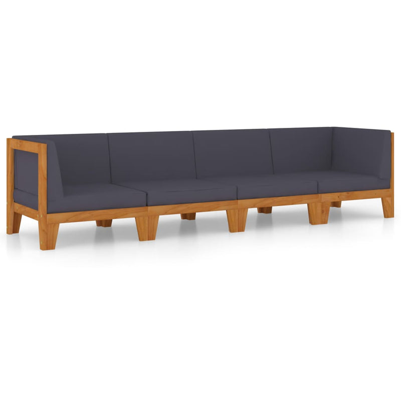 4 Piece Garden Lounge Set with Cushions Solid Acacia Wood Payday Deals
