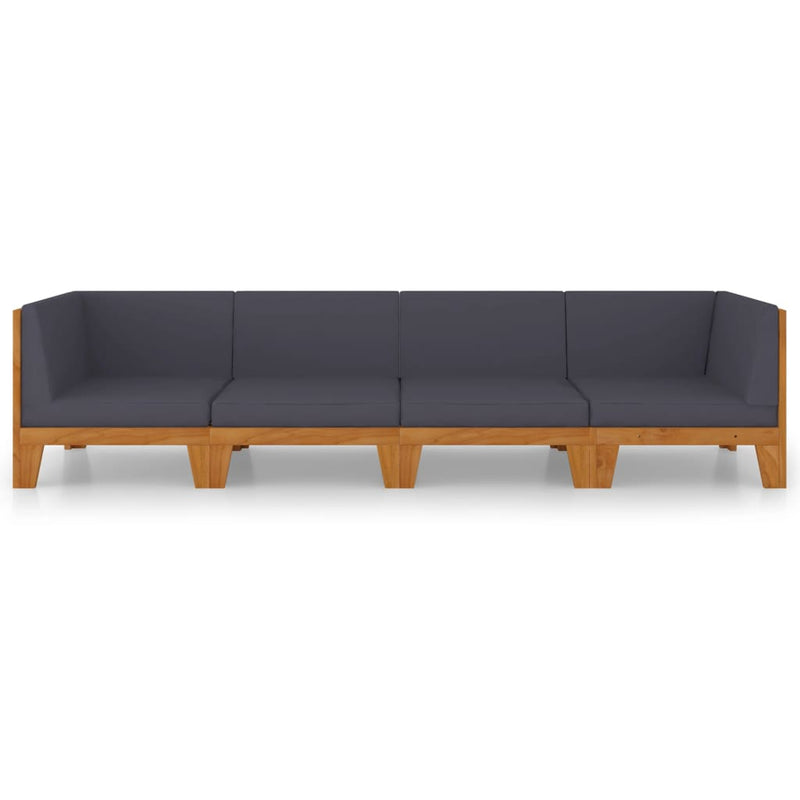 4 Piece Garden Lounge Set with Cushions Solid Acacia Wood Payday Deals