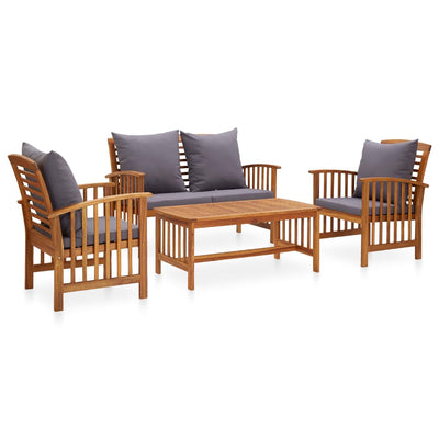 4 Piece Garden Lounge Set with Cushions Solid Acacia Wood (310258+310264) Payday Deals