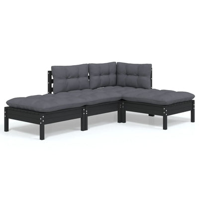 4 Piece Garden Lounge Set with Cushions Solid Pinewood Payday Deals