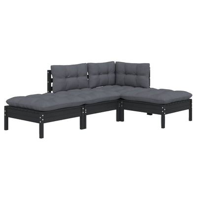 4 Piece Garden Lounge Set with Cushions Solid Pinewood Payday Deals