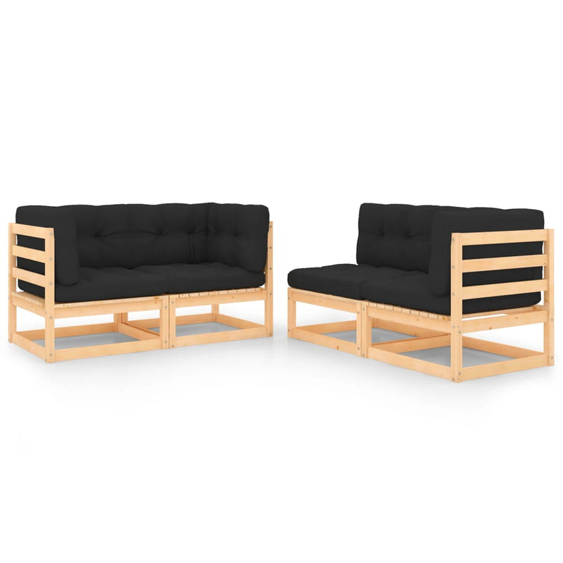 4 Piece Garden Lounge Set with Cushions Solid Pinewood Payday Deals