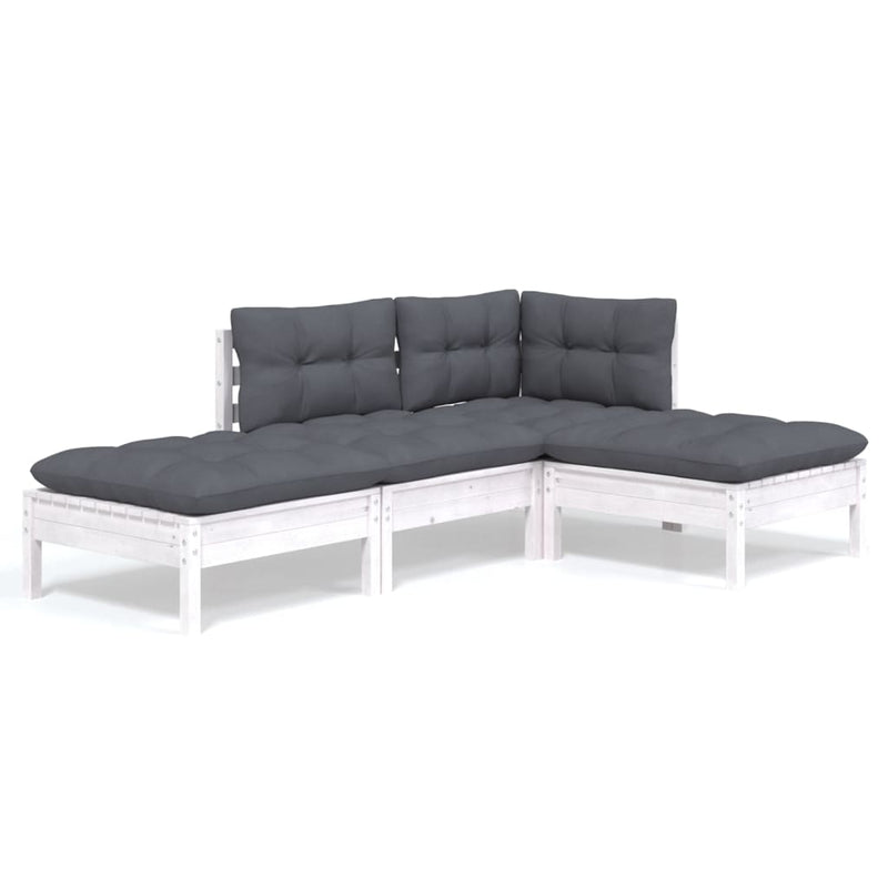 4 Piece Garden Lounge Set with Cushions Solid Pinewood Payday Deals