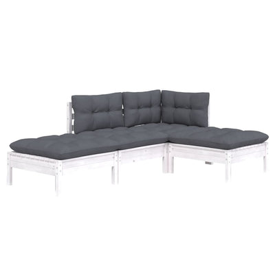 4 Piece Garden Lounge Set with Cushions Solid Pinewood Payday Deals