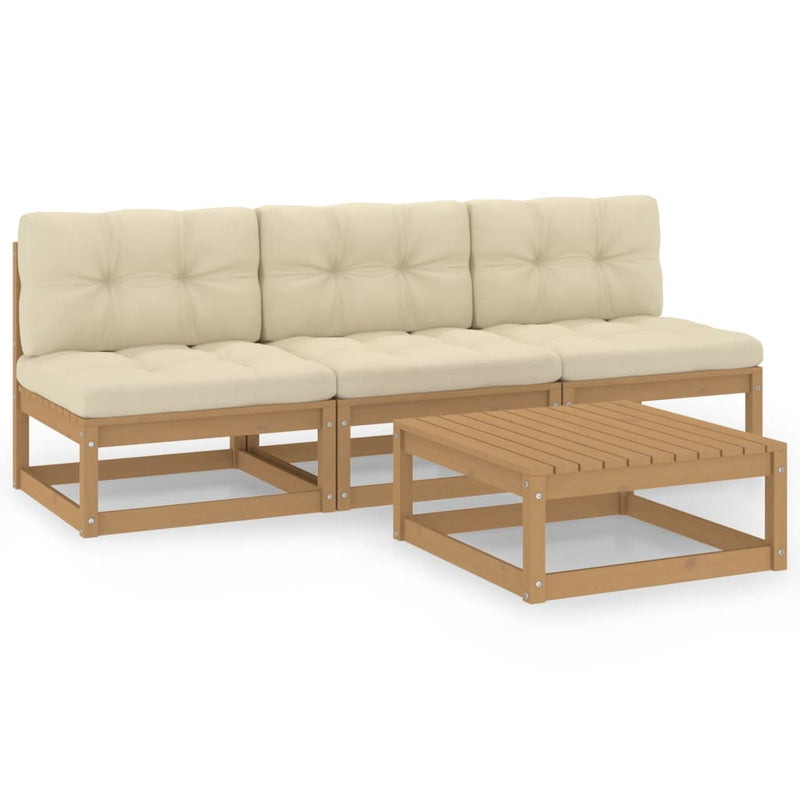 4 Piece Garden Lounge Set with Cushions Solid Pinewood Payday Deals