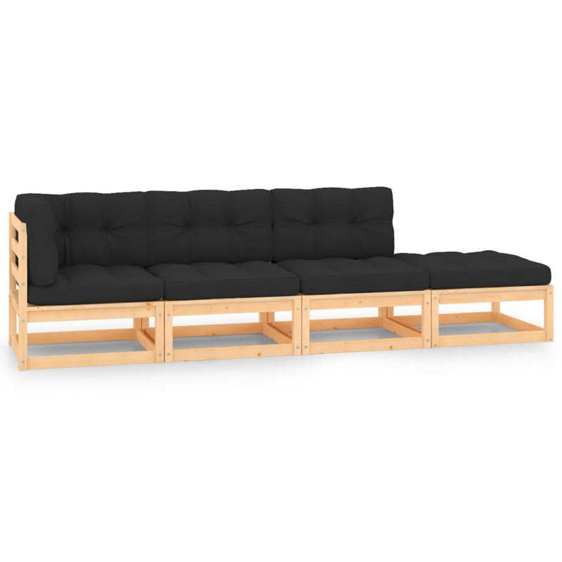 4 Piece Garden Lounge Set with Cushions Solid Pinewood Payday Deals