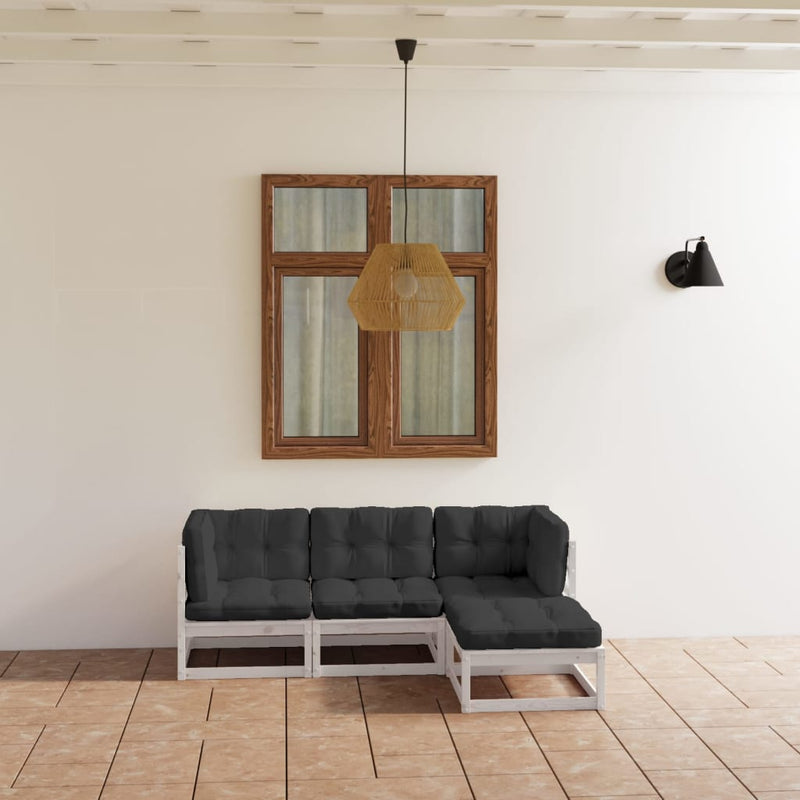 4 Piece Garden Lounge Set with Cushions Solid Pinewood Payday Deals